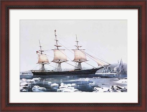 Framed Clipper Ship Red Jacket in the ice off Cape Horn on her passage from Australia to Liverpool Print