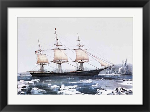 Framed Clipper Ship Red Jacket in the ice off Cape Horn on her passage from Australia to Liverpool Print