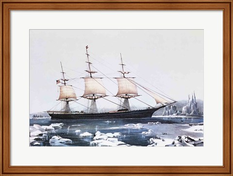 Framed Clipper Ship Red Jacket in the ice off Cape Horn on her passage from Australia to Liverpool Print