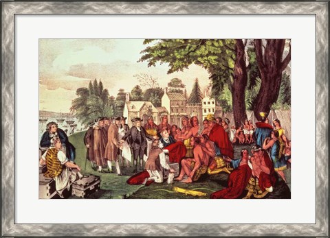 Framed William Penn&#39;s Treaty with the Indians Print