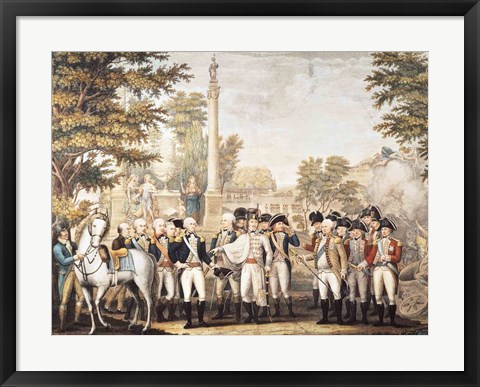 Framed British Surrendering to General Washington after their Defeat at Yorktown Print