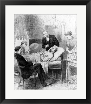 Framed President Garfield Lying Wounded in his Room at the White House, Washingto Print
