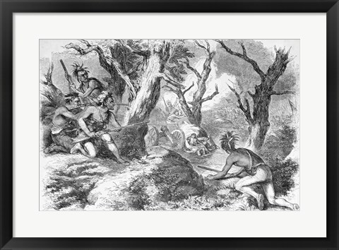Framed Defeat of General Braddock, in the French and Indian War, in Virginia Print