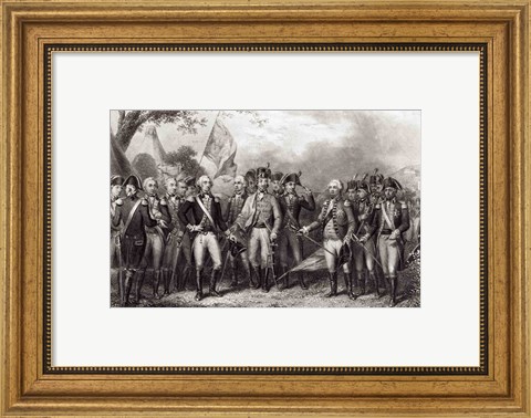 Framed British Surrendering their Arms to General Washington Print