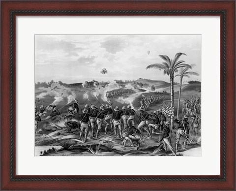 Framed &#39;How the Day was Won&#39;, Charge of the Tenth Cavalry Regiment at San Juan Hill, Santiago, Cuba Print