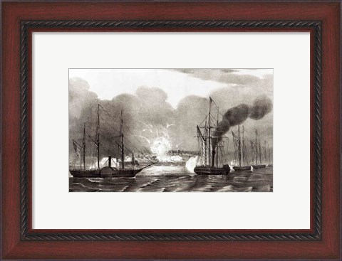 Framed Naval Bombardment of Vera Cruz Print