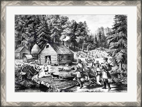 Framed Pioneer&#39;s Home on the Western Frontier Print