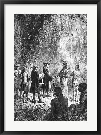 Framed Moravian Missionaries Among the Indians Print