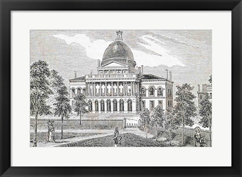 Framed Southern view of the State House in Boston Print