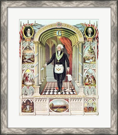 Framed George Washington as a Freemason Print