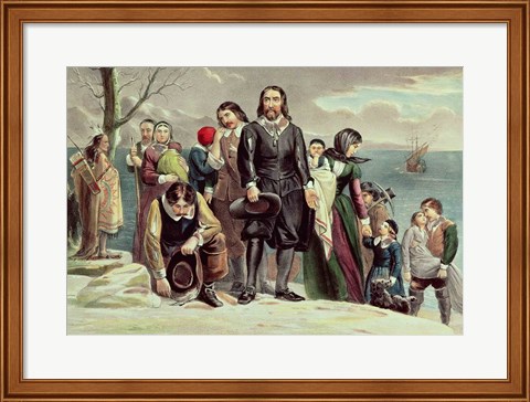Framed Landing of the Pilgrims at Plymouth, Massachusetts, December 22nd 1620 Print