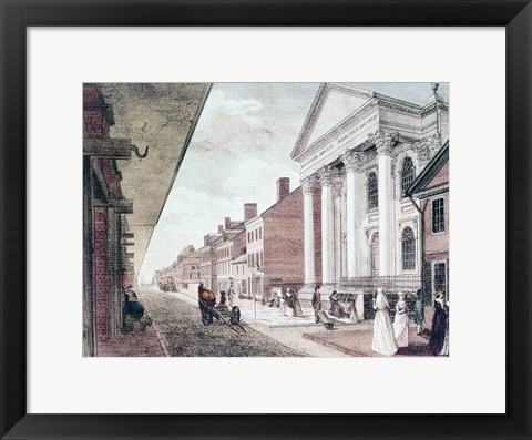 Framed High street with the first Presbyterian Church, Philadelphia, 1799 Print