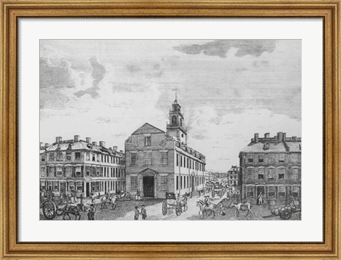 Framed South West View of The Old State House, Boston, 1881 Print