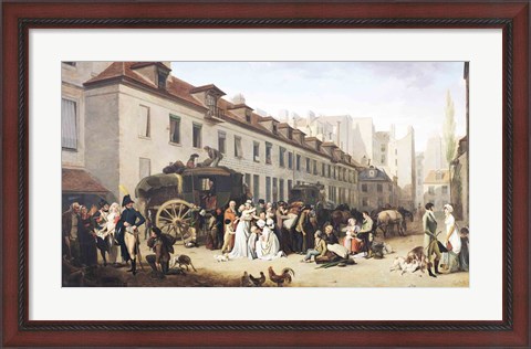 Framed Arrival of a Stagecoach at the Terminus Print
