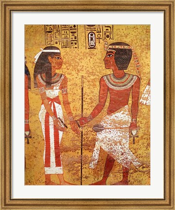Framed Tutankhamun and his wife, Ankhesenamun Print