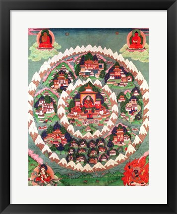 Framed Paradise of Shambhala, Tibetan Banner Print