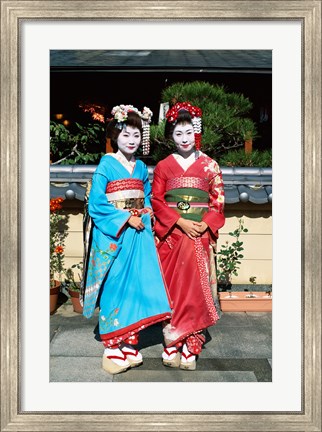Framed Portrait of two geishas Print