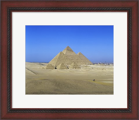 Framed Giza Pyramids, Giza, Egypt (far view) Print