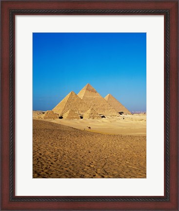 Framed Giza Pyramids, Giza, Egypt (far away) Print