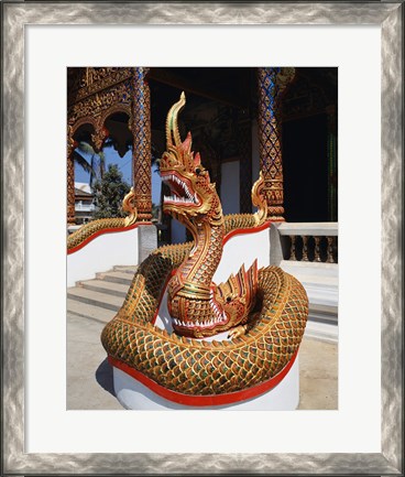 Framed Snake Statue, Naga Temple, Chiang Mai Province, Thailand Print