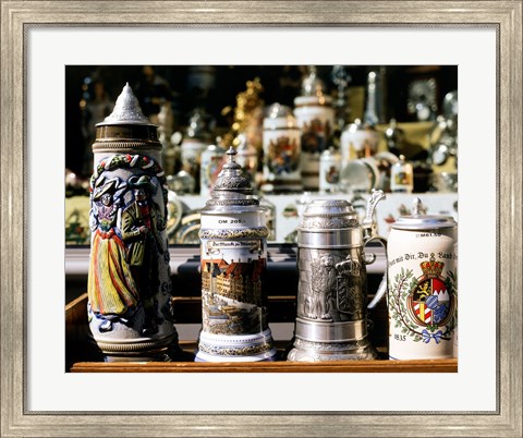 Framed Close-up of beer steins, Bavaria, Germany Print