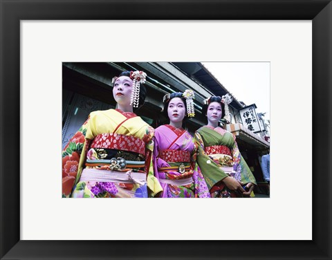 Framed Three geishas, Kyoto, Japan Print