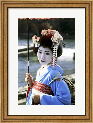 Framed Geisha looking sideways, Kyoto, Japan Print