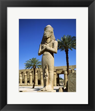 Framed Ramses II Statue, Temples Of Karnak, Luxor, Egypt Print