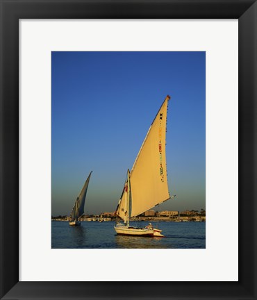 Framed Sailboats sailing in a river, Nile River, Luxor, Egypt Print