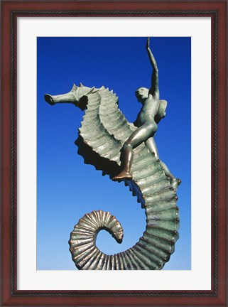Framed Sea horse statue, Puerto Vallarta, Mexico Print