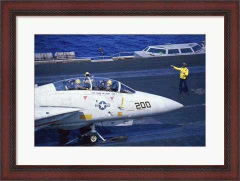 Framed Grumman F-14 Tomcat Flight Deck USS Eisenhower Print