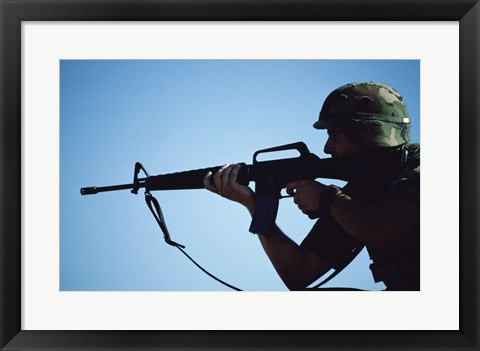 Framed Marksman M-16 Rifle Print