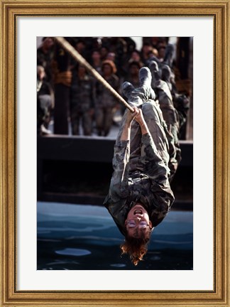 Framed U.S. Air Force Trainees on Obstacle Course Print