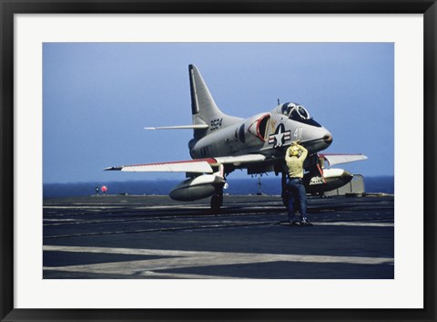 Framed U.S. Navy McDonnell Douglas A-4 Skyhawk Jet Fighter Print