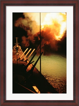 Framed Mark-7 Guns fired from the USS Missouri Print
