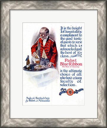 Framed Pabst Blue Ribbon Beer 1911 Print