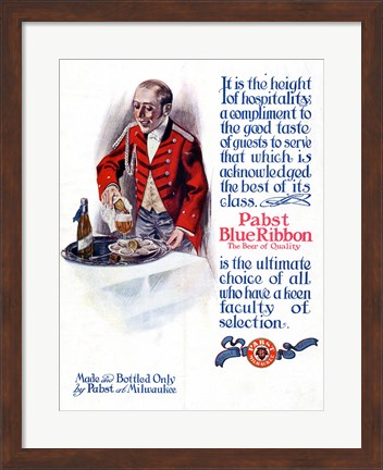 Framed Pabst Blue Ribbon Beer 1911 Print