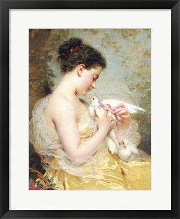 Framed Beauty with Doves Print