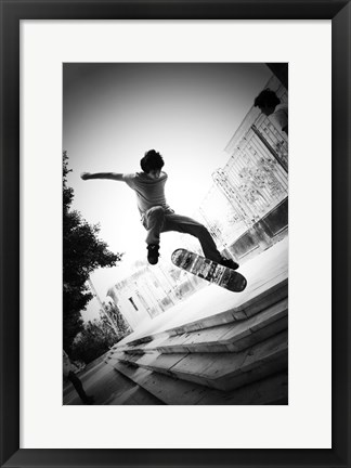 Framed Skateboarding Black And White Print