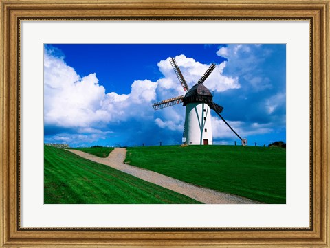 Framed Traditional windmill in a field, Skerries Mills Museum, Skerries, County Dublin, Ireland Print