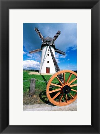 Framed Low angle view of a traditional windmill, Skerries Mills Museum, Ireland (with a wheel) Print