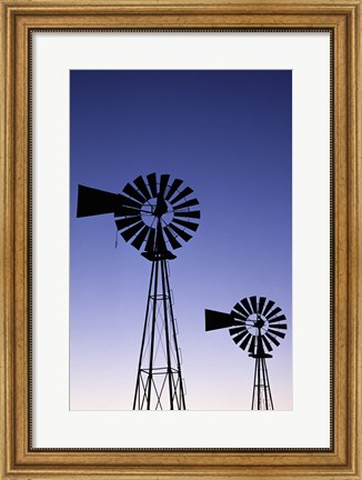 Framed Silhouette of windmills, American Wind Power Center, Lubbock, Texas, USA Print