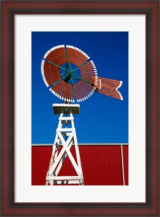 Framed Red Windmill in Texas Print