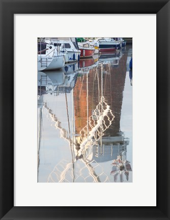 Framed Reflection of drainage windmill in the river, Horsey Windpump, Horsey, Norfolk, East Anglia, England Print