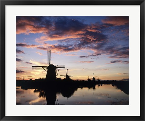 Framed Windmills Kinderdijk Netherlands Print