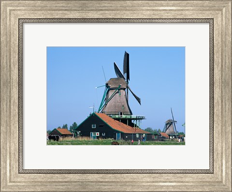 Framed Windmills, Zaanse Schans, Netherlands Print