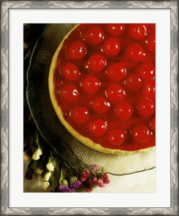 Framed Close-up of a cherry covered cheesecake Print