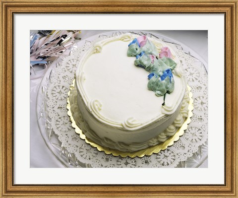 Framed Close-up of a cake on a tray Print