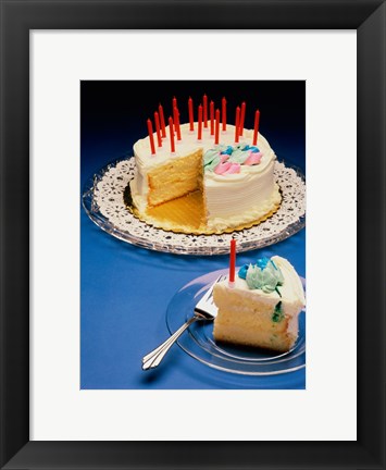 Framed Close-up of candles on a birthday cake Print