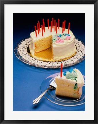 Framed Close-up of candles on a birthday cake Print